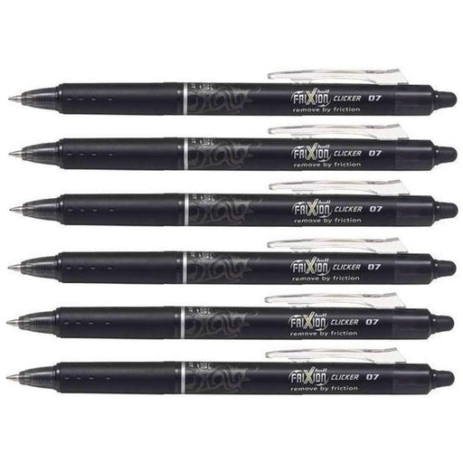 Pilot FriXion Ball Clicker Medium Line Erasable Black Ink Pen (6 Pack)