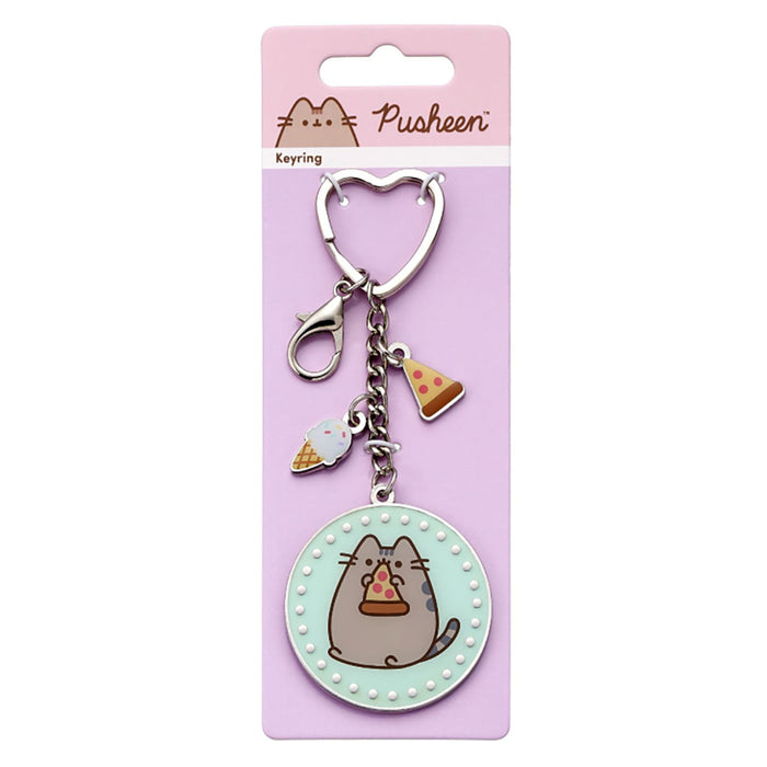 Pusheen the Cat Blue Pizza Enamel Keyring with Mini Charms