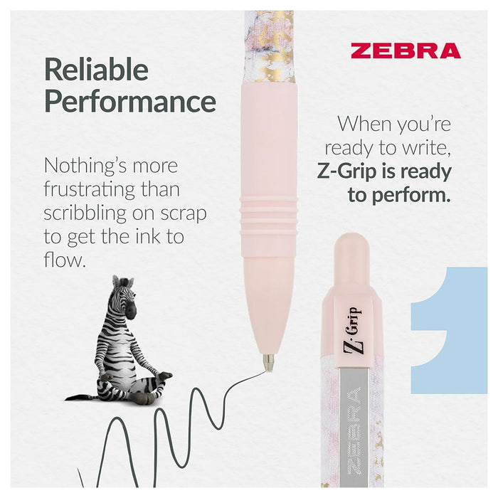 Zebra Pen Z-GRIP Smooth Glam Black Ink Ballpoint Pens 3pk