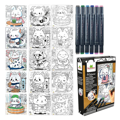 Sycomore Artissimo Manga Workshop Layout & Markers Kawaii Animals Set