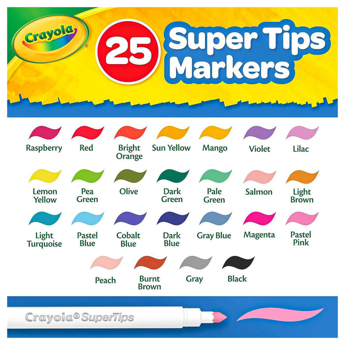 Crayola Create Color 25 Super Tips Washable Markers Kit β Booghe