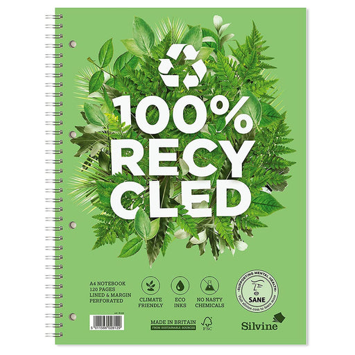 Silvine A4+ 100% Recycled Notebook 120 Pages Ruled