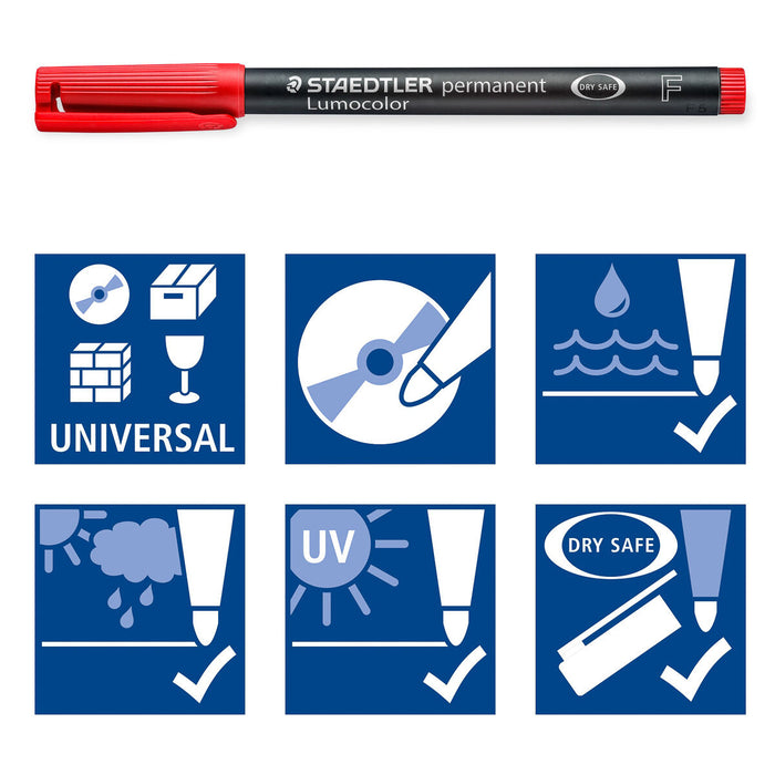 Staedtler Lumocolor Permanent Marker Universal Fine Line Pens Pack of 4