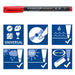 Staedtler Lumocolor Permanent Marker Universal Fine Line Pens Pack of 4