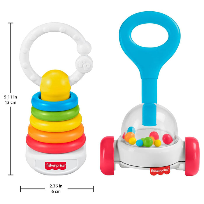 Fisher-Price Corn Popper Rattle & Rock-A-Stack Clacker Newborn Classics 