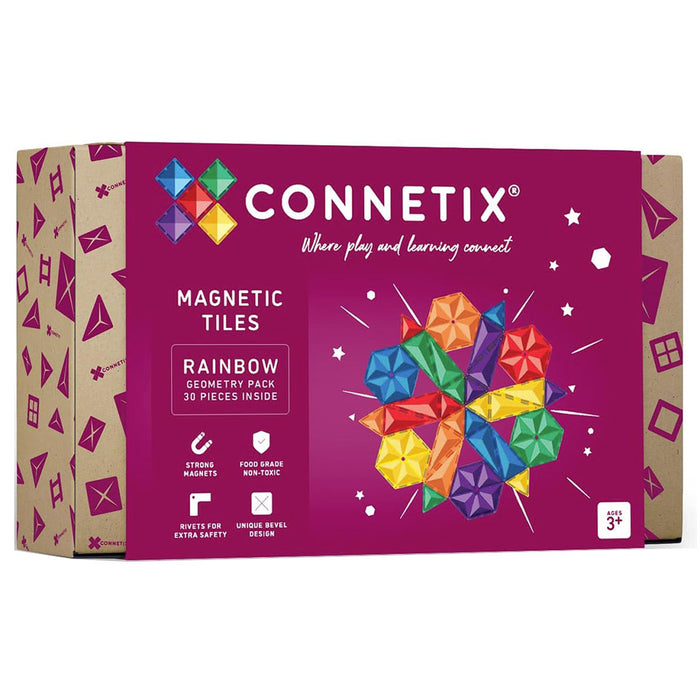 Connetix Magnetic Tiles Rainbow Geometry Pack 30 Pieces