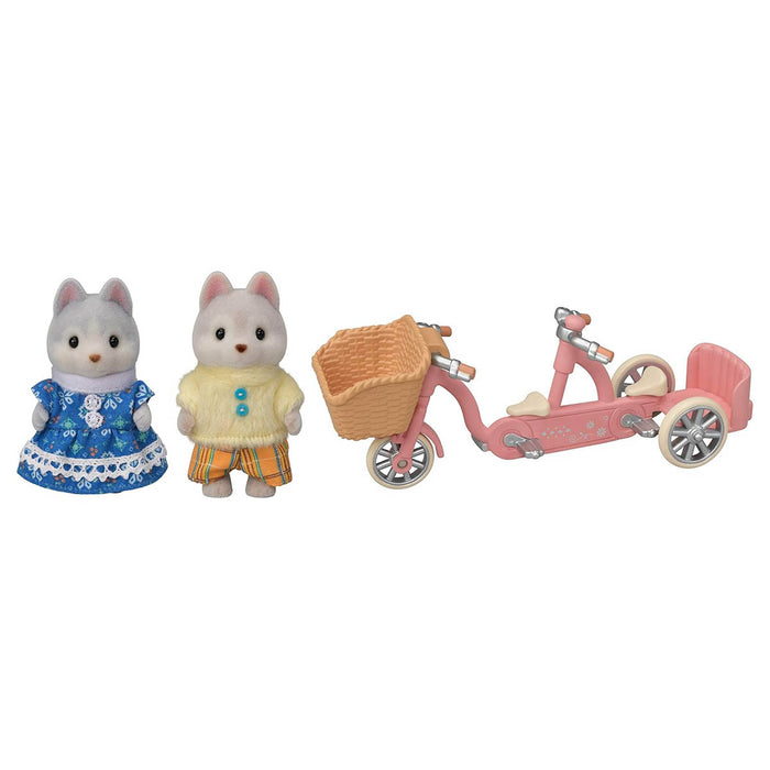 Sylvanian Families Tandem Cycling Set - Husky Sister & Brother