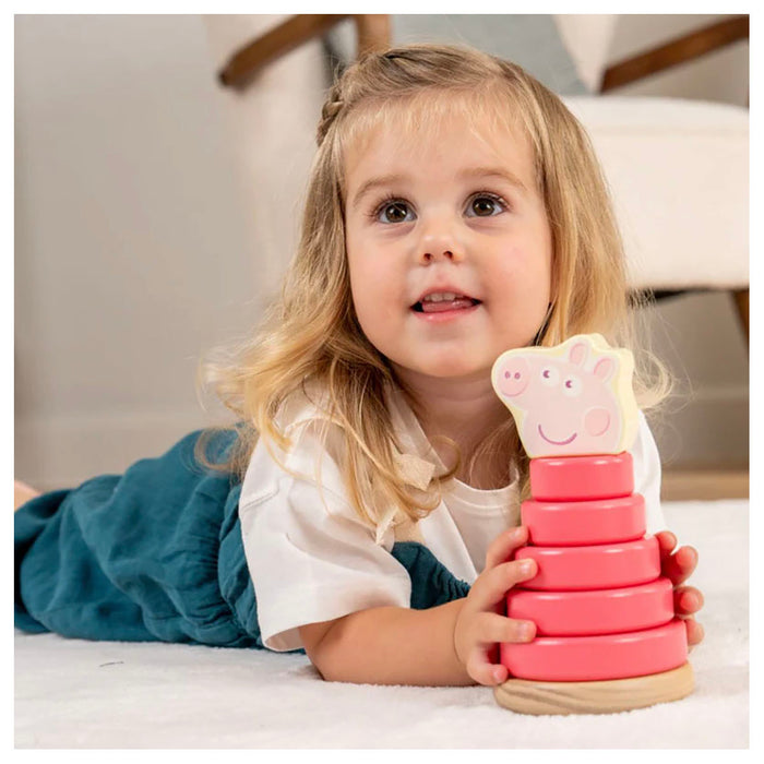 Peppa Pig Wooden Roller Rattle and Topple Tower Gift Set