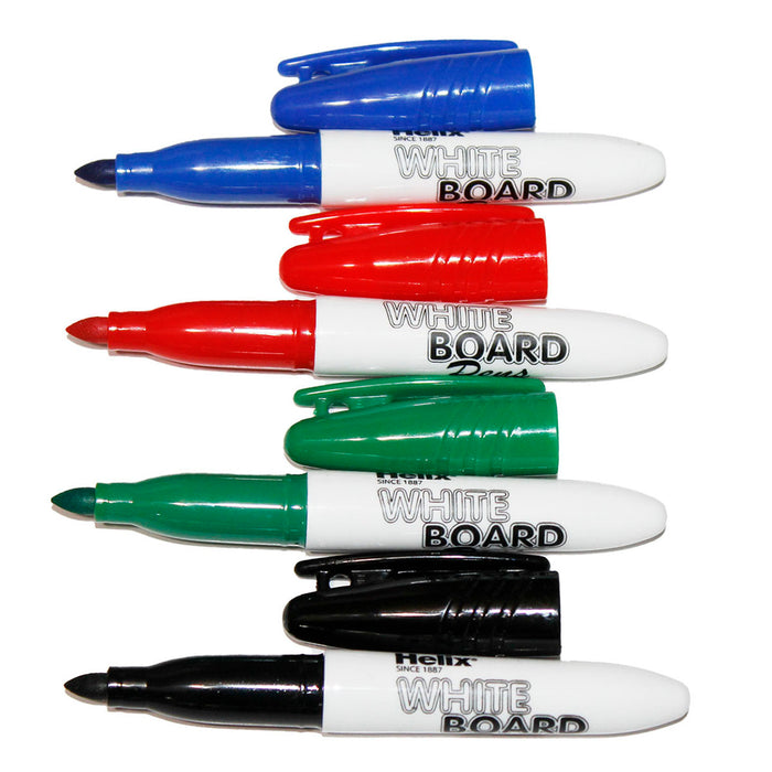 Helix Mini Whiteboard Pens Assorted Colours - Pack of 4