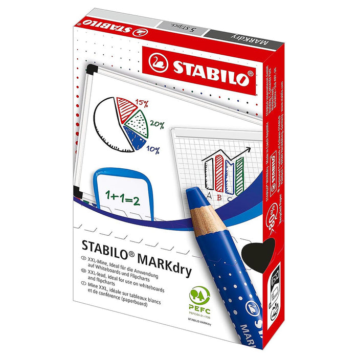STABILO MARKdry Black Whiteboard Markers (5 Pack)