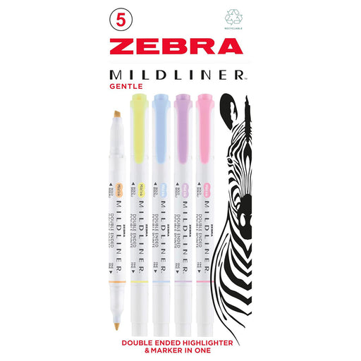 Zebra Mildliner 5 Pack Gentle 5 Pack