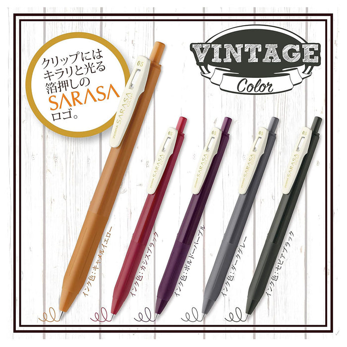 Zebra Pen SARASA Gel CLIP 0.5 mm with 5 Vintage Colours 