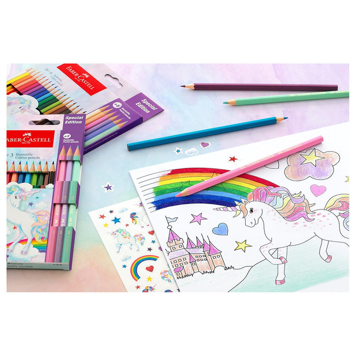 Faber-Castell Colour Pencils 10+3 and Unicorn Stickers Set