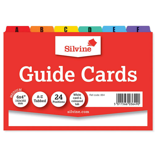 Silvine A6 Medium Guide Cards A-Z Tabbed