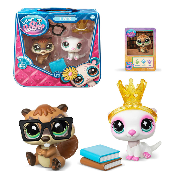Littlest Pet Shop 2 Pets Series 5 G7 #417 Beaver & #418 Otter Figures