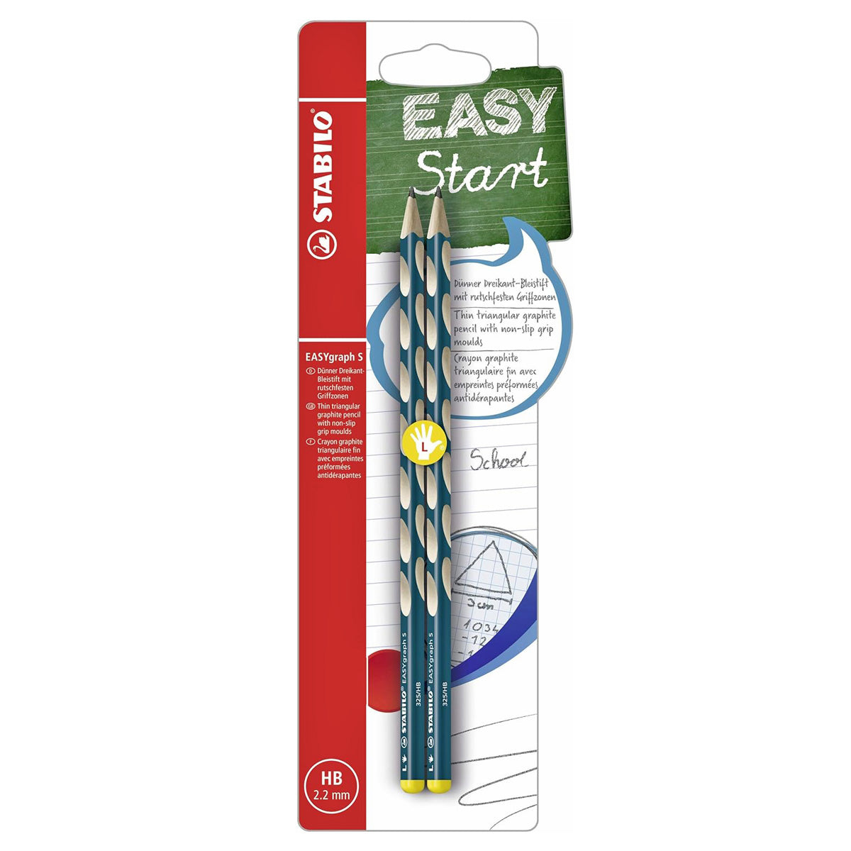 STABILO EASYgraph S Handwriting Pencil - Left Handed Version, HB, Petrol Color, Ergonomic Tripod Grip - View #9