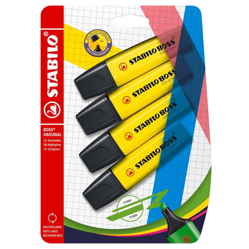 STABILO BOSS ORIGINAL Yellow Highlighter (4 Pack)
