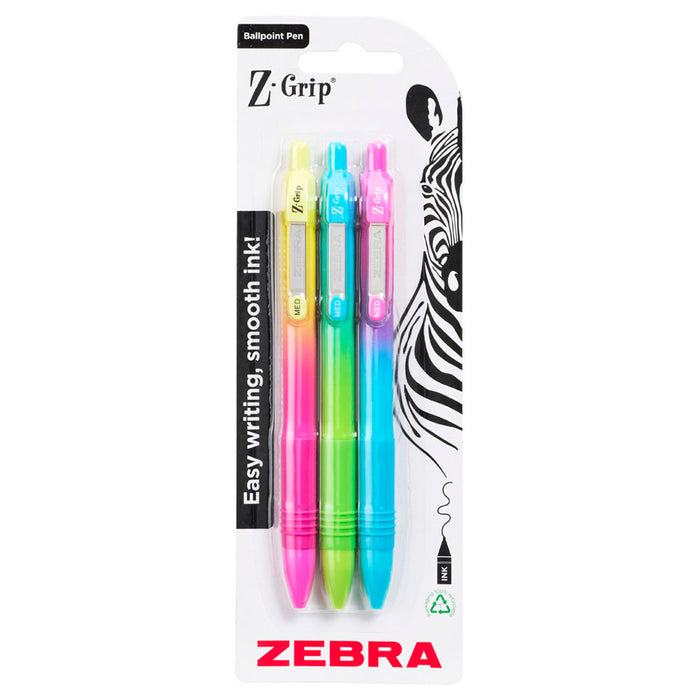 Zebra Pens Z-Grip Ballpoint Soft Touch 3pk Black ink