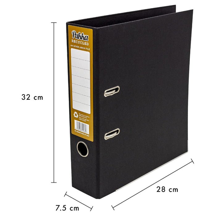 Pukka Recycled A4 Lever Arch File Black 