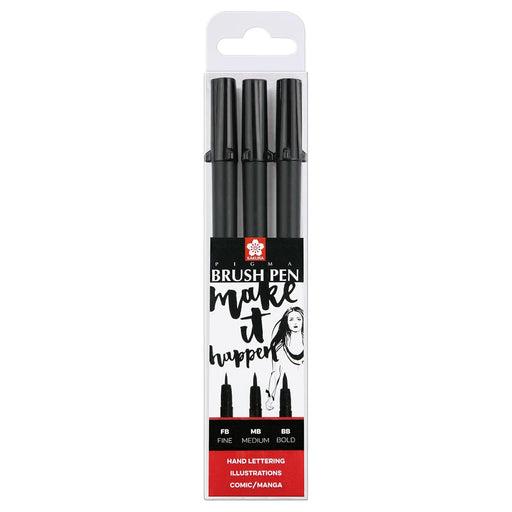 Sakura Pigma Brush Pen set 3 Sizes, Black