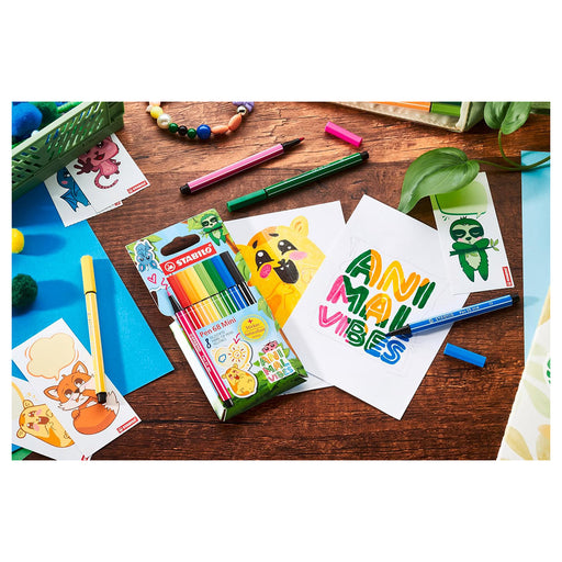 STABILO Pen 68 Mini Animal Vibes Fibre-Tip Pens (8 Pack)
