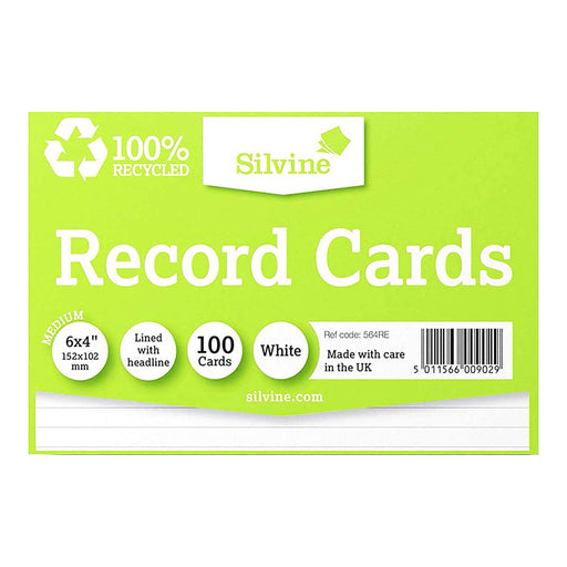 Silvine A6 Record Cards 100% Recycled