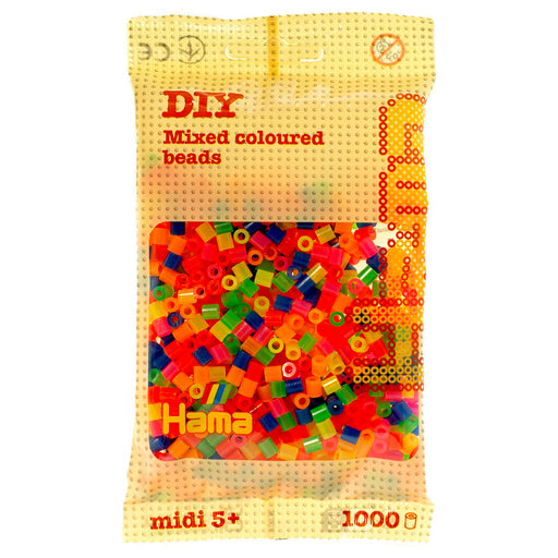 Hama Midi Beads Neon Mix 1000 Piece Pack