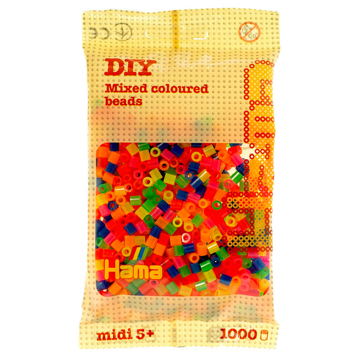 Hama Midi Beads Neon Mix 1000 Piece Pack