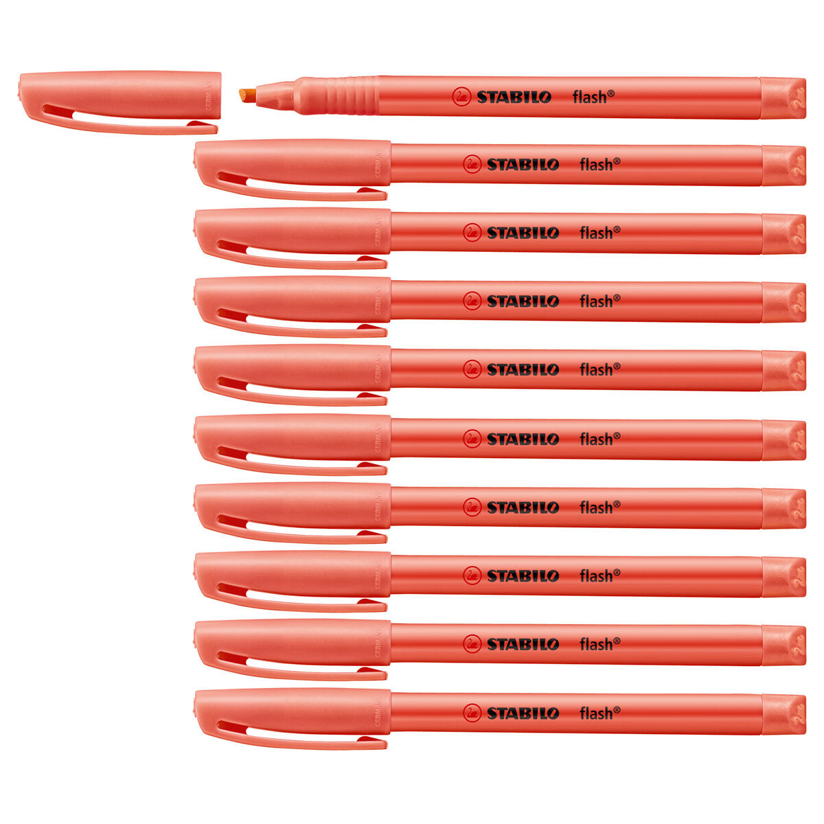 STABILO flash Red Highlighter Box of 10 — Booghe
