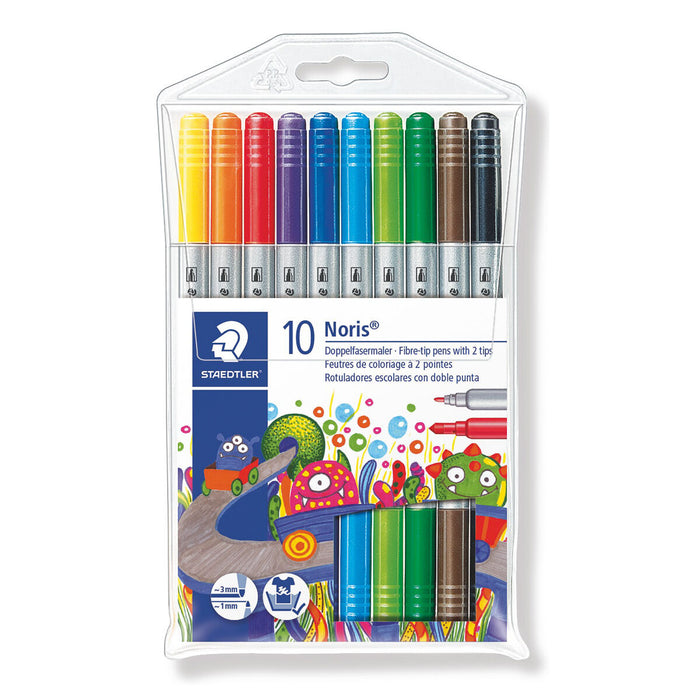 Staedtler Noris Club Double-Ended Fibre-tip Pens Pack of 10