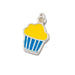 Jewellery charm of cupcake in yellow and blue