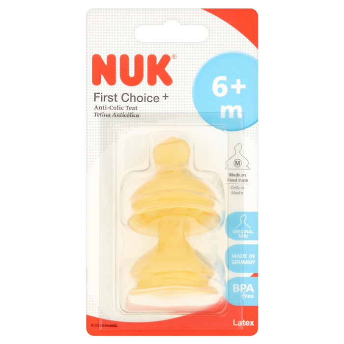 NUK First Choice Latex Teat Size 2 Medium Hole (Pack of 2)