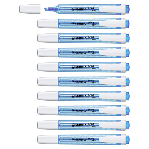 STABILO swing cool Blue Highlighter Box of 10