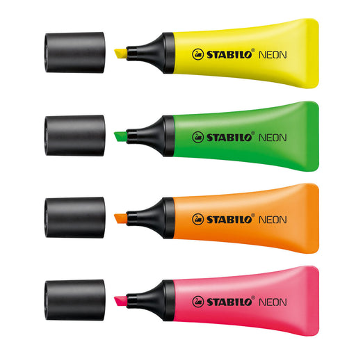  STABILO NEON 4 Assorted Colours Highlighter Box of 10