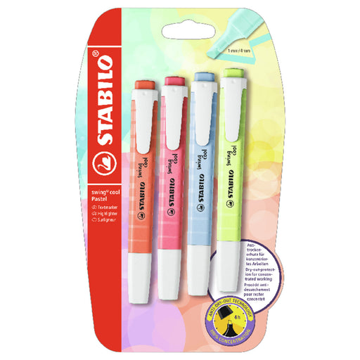 STABILO swing cool Pastel Assorted Colours Highlighter Pack of 4