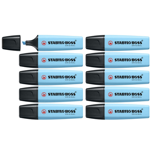 STABILO BOSS ORIGINAL Pastel Breezy Blue Highlighter Box of 10