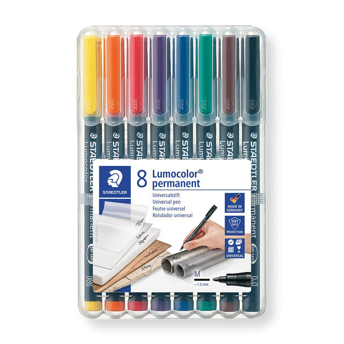 Staedtler Lumocolor Permanent Universal Medium Line Pens Pack of 8