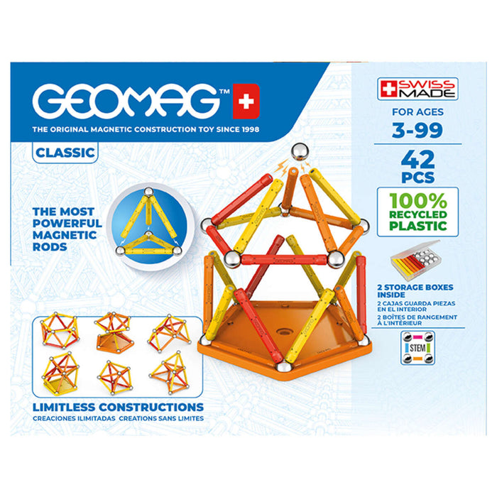 Geomag Classic 42 Piece Magnetic Construction Set 100% Recycled Plastic