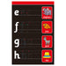 Chalk book with alphabet letters to trace over and practise, with red and colourful animal images 