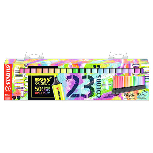 STABILO BOSS ORIGINAL 23 Assorted Colours Highlighter Desk Set 50th Birthday Edition