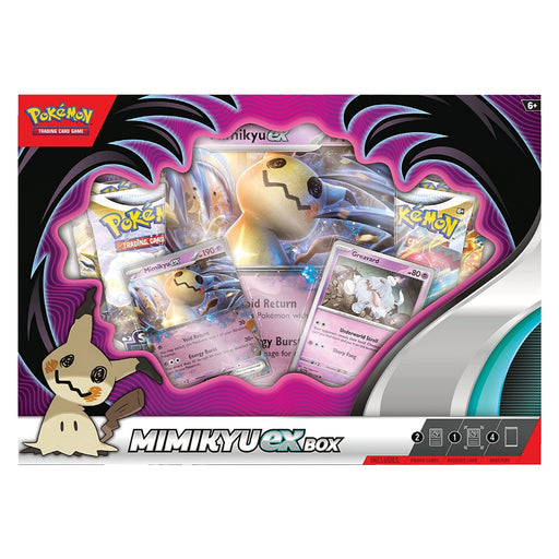 Pokémon TCG Mimikyu ex Box, shows the Pokémon TCG logo and Mimikyu 