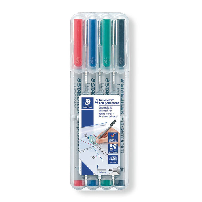 Staedtler Lumocolor Non-Permanent Universal Fine Line Pens Pack of 4