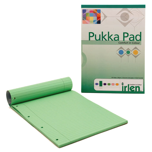 Pukka Pad Comfort in Colour Irlen Syndrome/Dyslexia A4 Green Refill Pad 100 pages 80gsm Lined with Margin 4 Hole Punched