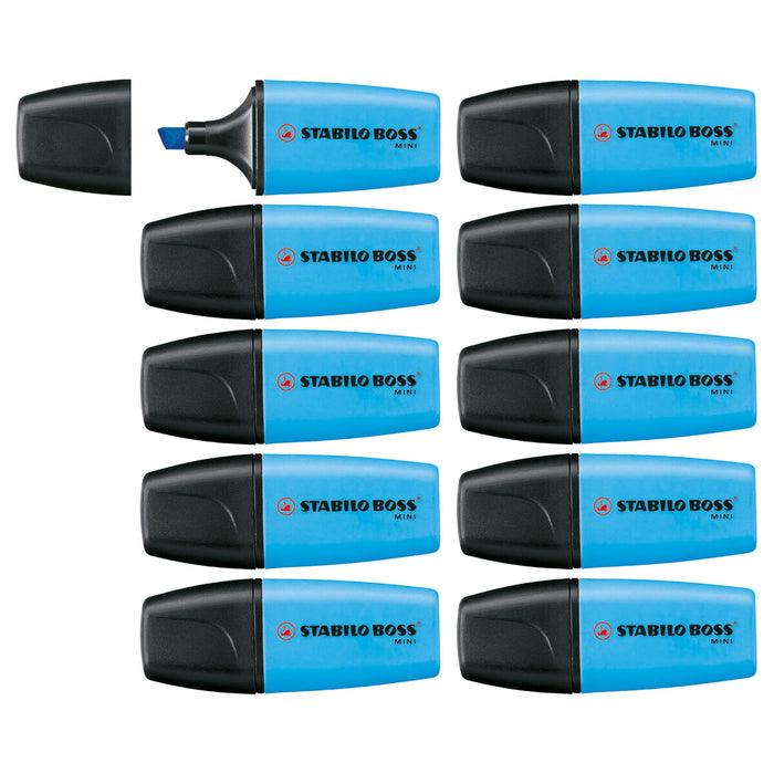 STABILO BOSS MINI Blue Highlighter Box of 10