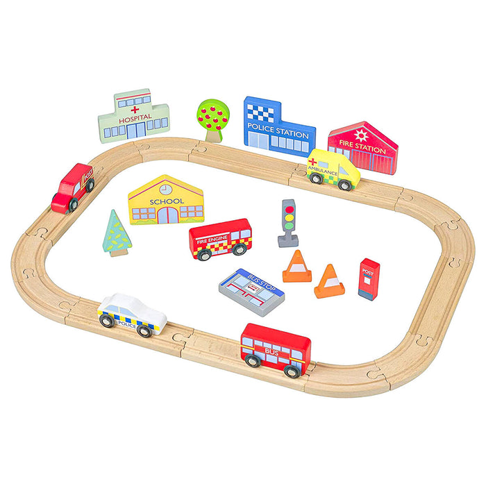 Orange Tree Toys Wooden Emergency Services Road Track