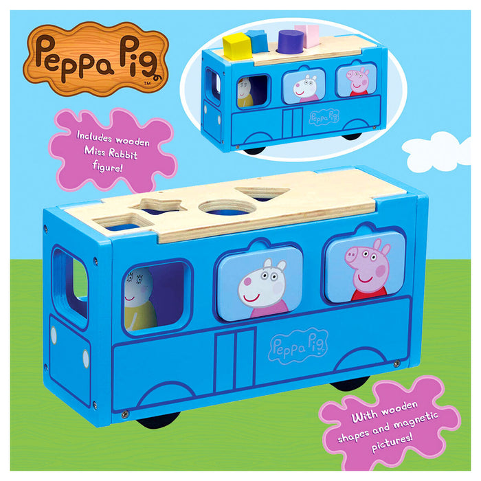 Peppa Pig Wooden School Bus Shape Sorter