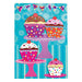 Carft kit with blue page and four cartoon cupcakes 