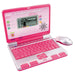 Pink child laptop with screen, keyboard and mouse 