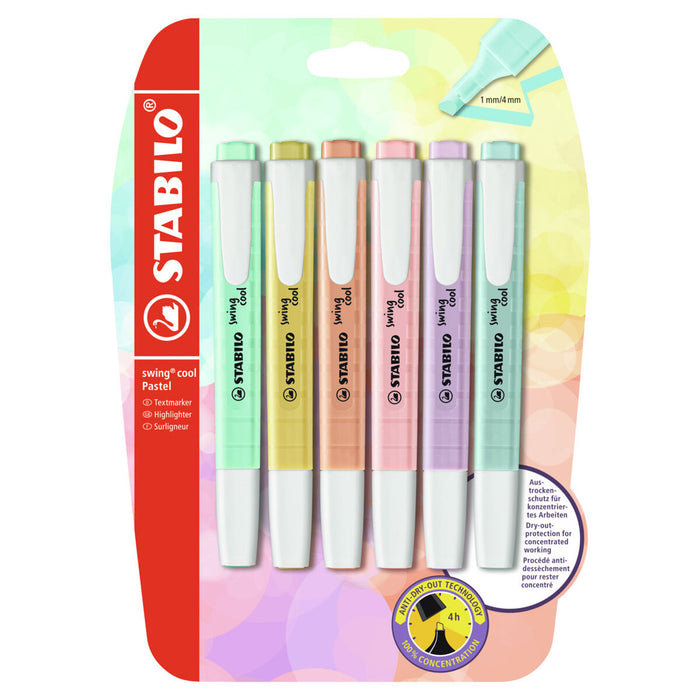 STABILO swing cool Pastel Assorted Colours Highlighter Pack of 6 