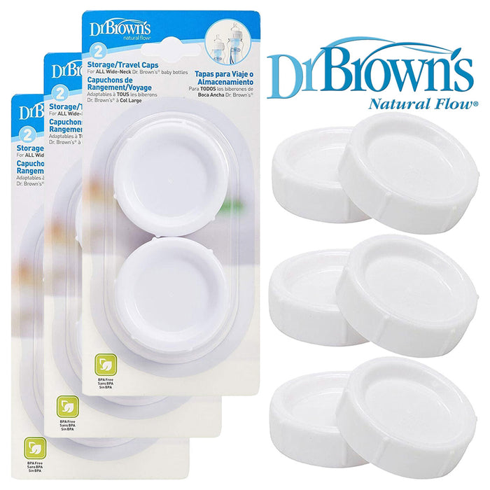 Dr Brown's Travel Caps for Wide Neck Bottles (Pack of 6)